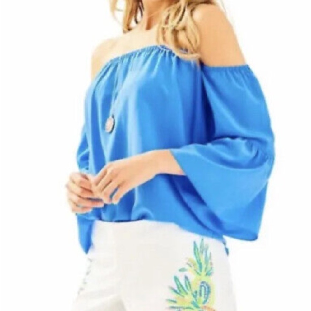 Lilly Pulitzer Carolina Blue Sanilla Silk Top - XXS